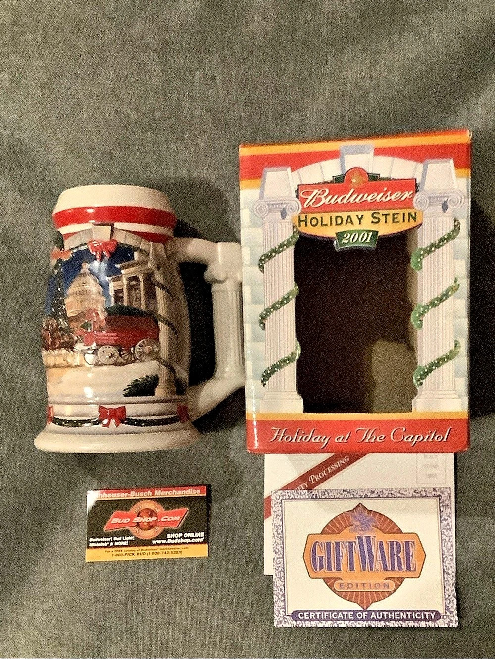 Budweiser 2001 edition Holiday Stein ‘Holiday at the Capitol’ CS455